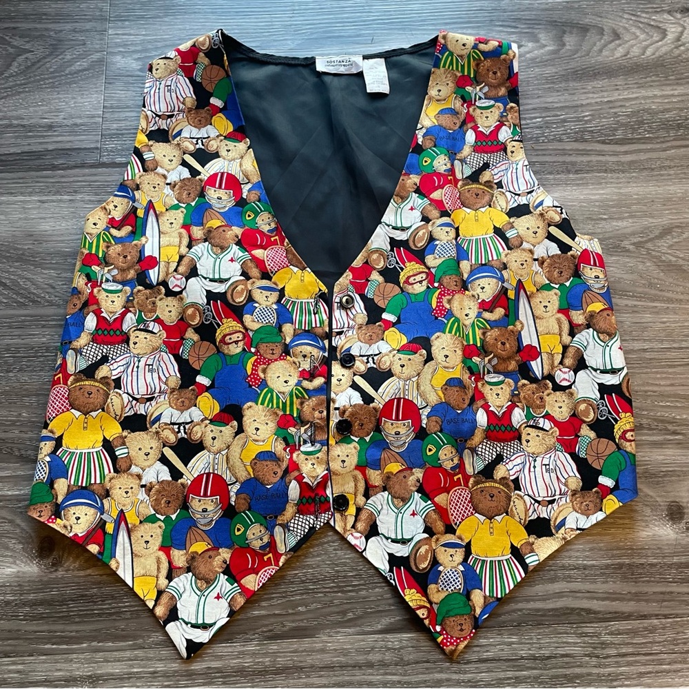 Sostanza Contemporary Apparel Teddy Bear Pattern Vest. L/XL